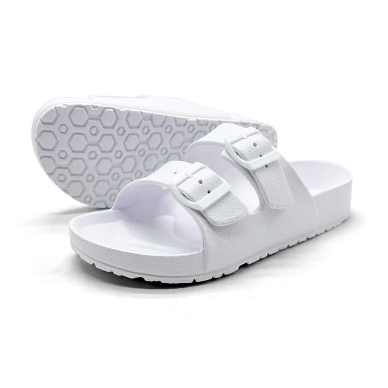 Adjustable Double-Buckle Slide Sandals – Lightweight Comfort Slippers for Indoor & Outdoor Wear