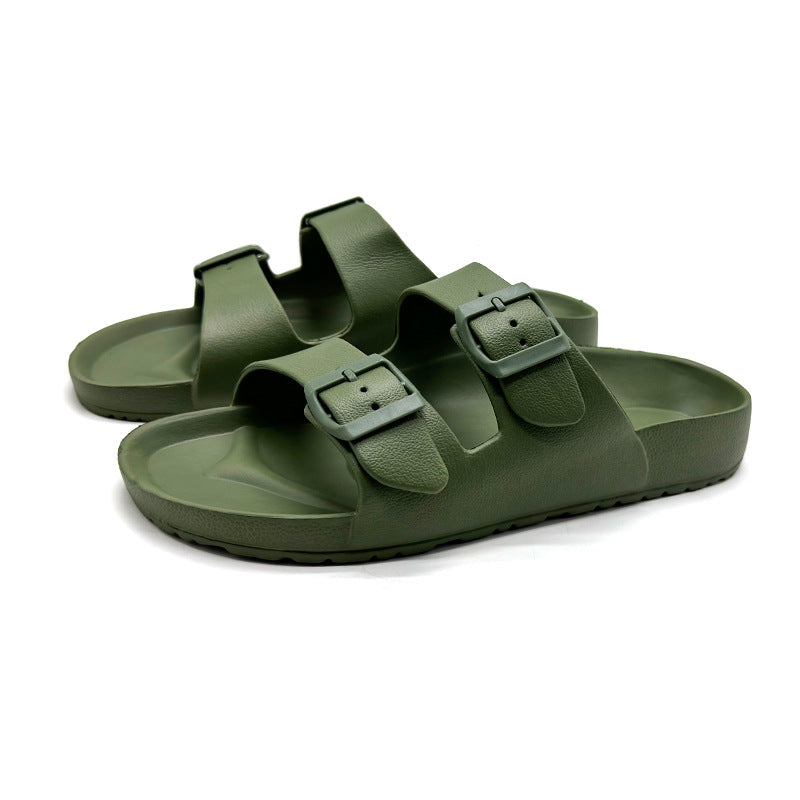 Adjustable Double-Buckle Slide Sandals – Lightweight Comfort Slippers for Indoor & Outdoor Wear