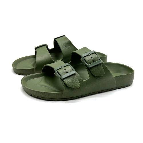 Adjustable Double-Buckle Slide Sandals – Lightweight Comfort Slippers for Indoor & Outdoor Wear